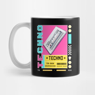 TECHNO  - TR 909 Drum Machine (white/blue/pink) Mug